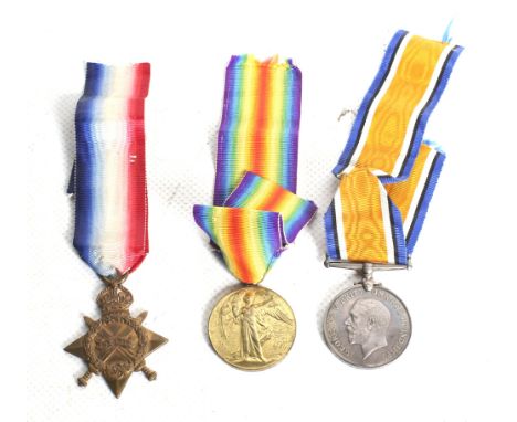 A trio of WWI medals, awarded to JB Millard, Somerset Light Infantry. Comprising the 1914-15 Star (14741 PTE J.B. Millard, SO