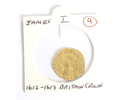 1612-1913 James I gold Britain crown coin. In VF condition, 21.5 mm diameter (mm Tower), 2.4 grams weight