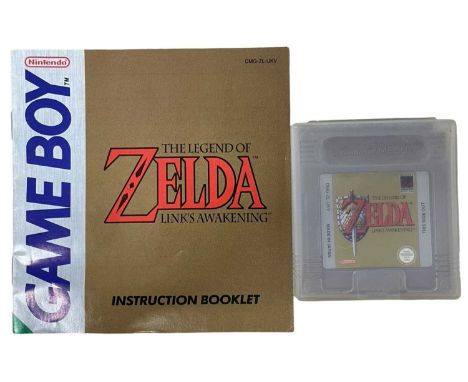 The Legend of Zelda: Link's Awakening on Game Boy, together with original manual