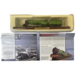 A boxed and mounted 00 gauge model of The Flying Scotsman