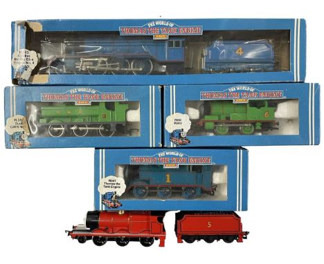 A collection of boxed Hornby 00 gauge Thomas the Tank Engine rolling stock, to include: - R383 Gordon The Big Blue Number 4 E