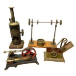 A Bing vertical stationary 'Nora' steam engine, plus flywheel, chained bucket crank, small