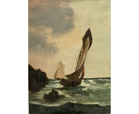 19th century English school oil on canvas- seascape, 69cm x 51cm