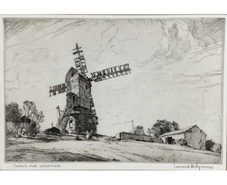Leonard Squirrell (1893-1979) signed etching, Carters Mill, Wrentham, 17.5cm x 25cm, in glazed frame
