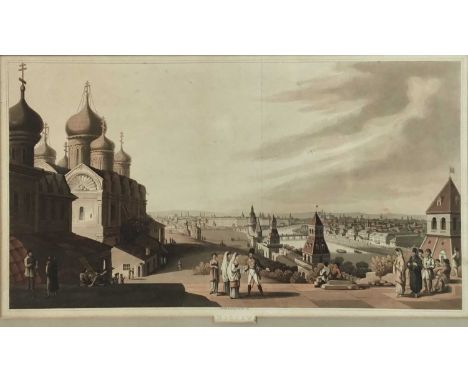 Early 19th century hand coloured aquatint - Moscow, published by R. Bowyer, Pall Mall, 1816, 30cm x 53cm, in glazed frame (73