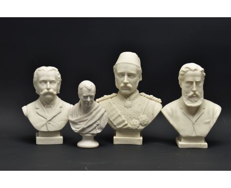 FOUR W.H. GOSS PARIAN BUSTS, comprising General Gordon, printed mark to back, height 18.5cm, William Henry Goss, printed fact