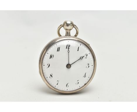 A MID VICTORIAN, KEY WOUND OPEN FACE QUARTER REPEATER POCKET WATCH, the white enamel dial with black Arabic numerals, black m