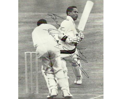 Cricket Legendary All Rounders collection 7 top cricket names signed on cards, magazine photos light fixed to white page with
