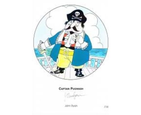JOHN RYAN Captain Pugwash signed print 12 x 8 photo. Good condition