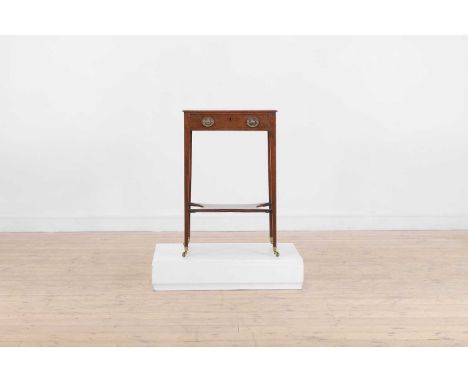 A small George III square mahogany occasional table, c.1790, with a single drawer and a waisted undertier, on tapering square