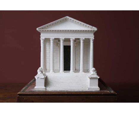 A plaster of Paris model of Maison Carrée, c.1820s, French, attributed to Jean-Pierre and François Fouquet, raised on a mahog