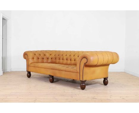 A chesterfield sofa by George Smith, of recent manufacture, with button upholstery in 'Soleil Classic Leather', with a studde