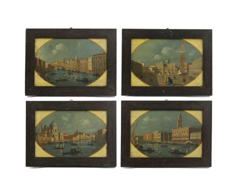 After Canaletto a set of four Venetian scenes, depicting:St Mark's Square;The Rialto Bridge;St Mark's Campanile;and Saint Mar