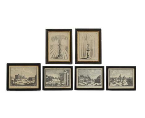 A set of four etchings from the series 'Perspective Views in Naples and Rome' 'A view of the Piazza del Popolo in the city of