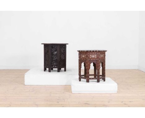 Two octagonal occasional tables,   late 19th/early 20th century, Anglo-Indian, comprising a Hoshiarpur ivory-, bone- and bras