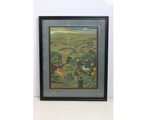 Mughal school, Shah-Jahan shoots deer in the vicinity of Palam near Delhi, similar to illustrations from a Padshahnamah manus