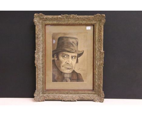 Portrait of Bransby Williams from Oliver Twist as played by actor Bill Sikes, watercolour, indistinctly inscribed lower right