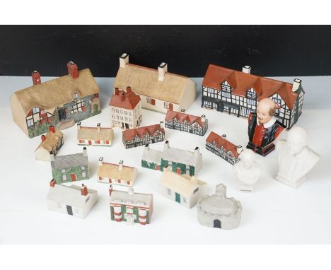 Collection of W.H Goss miniature yesteryear house models to include Shakespeare's house, Burn's Cottage, Huer's House etc tog