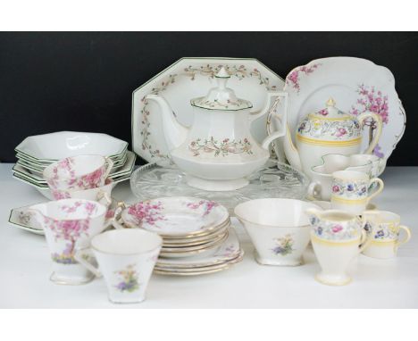 Mixed selection of ceramics to include Eternal Beau tea pot, four serving dishes and three bowls, Standard China 'Spring Time