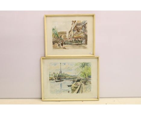 After Franz Herbelot (French, 20th century), Pais des Champs Elysees, lithograph, 30 x 36cm, titled in pencil lower left and 