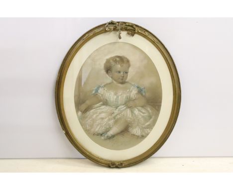 Early 20th century English school, oval portrait of a child, pastel, label verso inscribed 'Edith Arabella Armstrong &amp; un