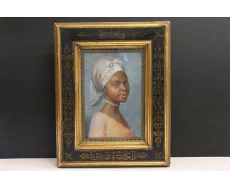 Portrait of a Caribbean woman, oil painting, 28 x 18.5cm, framed