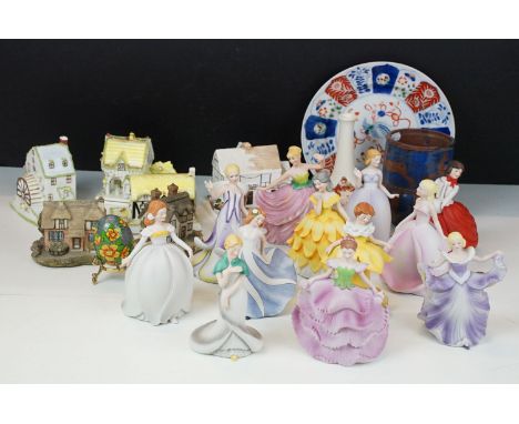 Large assortment of ceramics to include 'The flower maidens of the year' figurines, 12 total, four Coalport miniature houses,