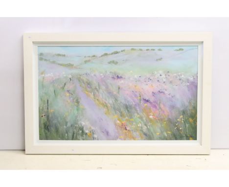 Sue Fenlen, Forever - Impressionist landscape print with flowers in fields, titled on label verso, signed lower right, 58cm x