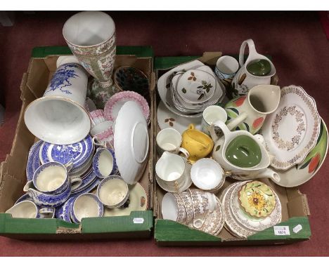 Old Willow Blue-White Tea Service, 1920s tea service, Cantonese vase, 1960s Midwinter tea-coffee service:- Two Boxes