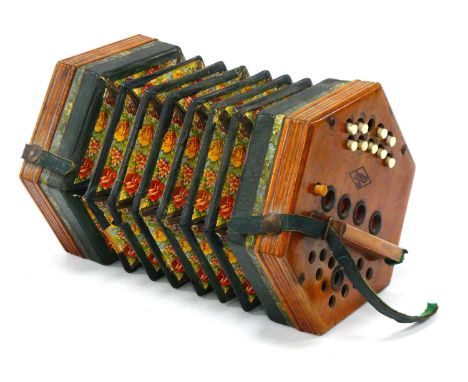 Broad Reeds German Concertina, with 21 keys.