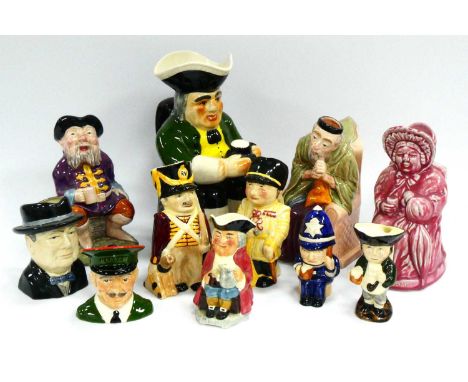 A Large Shorter Toby Jug, Shorter 'Volunteer', 'Policeman' and 'Towncrier' toby jugs, Carlton Ware 'Harrods', Melba ware and 