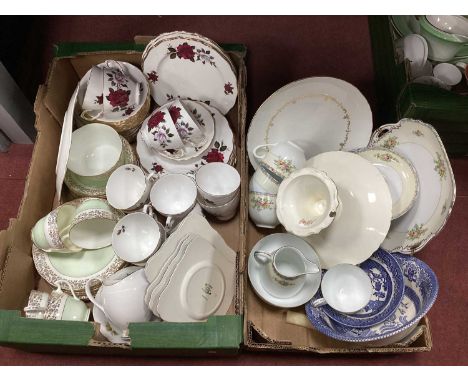 Colclough, Noritake, and other table china, Devon 'themes' Comport, etc:- Two Boxes.