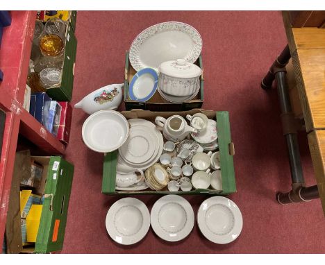 Royal Doulton 'Camel' Tea Set, 'Cadence' dinnerware, Noritake coffee cups and saucers, etc:- Two Boxes.