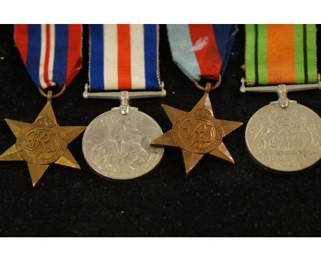 1939-1945 star, 1939-1945 medal, France &amp; Germany star &amp; 1939-1945 defence medal 