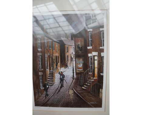 Bernard McMullen signed print 462/850 signed in pencil with blind stamp 'Knocker up' 53 cm x 42 cm including frame 