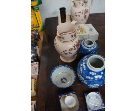 Collection of ceramics to include Isle of white glass vase, Spode miniature, Coalport miniatures &amp; Beatrix potter 