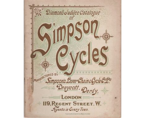 SIMPSON CYCLES.  A 36pp brochure dating c1897, with a list of wins to the credit of the Simpson Chain, together with images o