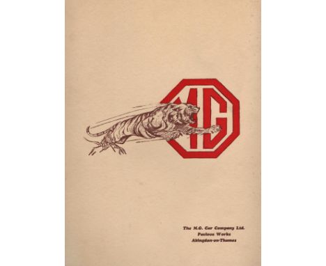 MG - MK III ROAD RACING BROCHURE.  A rare c1930 large format brochure discussing the car, specifications, profile image and p