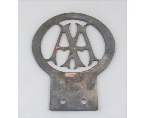 AN EARLY AUTOMOBILE ASSOCATION BADGE.  A 'Stenson Cooke - Secretary' badge numbered 1059, in oxidised condition. 