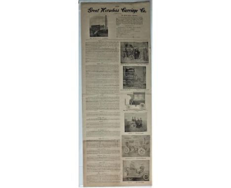 GREAT HORSELESS CARRIAGE CO. LTD. A large, circa-June 1896, double-sided promotional broadsheet issued after the launch of th
