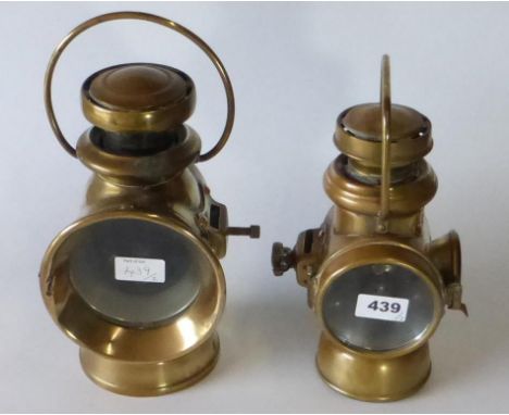 A POWELL &amp; HANMER  combination rear and number plate oil-powered lamp from the veteran period, with a carrying bail, good