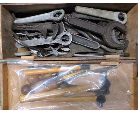ROLLS-ROYCE SPANNERS.  A hinged box with mainly Rolls-Royce numbered 'C', and single-ended spanners, numbered examples includ