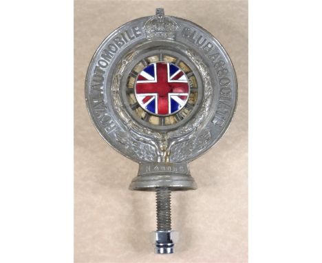 ROYAL AUTOMOBILE CLIB ASSOCIATE BADGE.  A good nickel-plated on brass example dating circa 1920, this example having a 1926 m