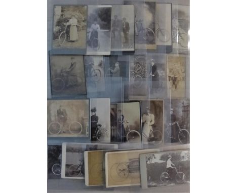 TWENTY CABINET CARDS.  All housed in museum standard, non-migratory clear plastic holders, mainly pneumatic-tyred machines, b