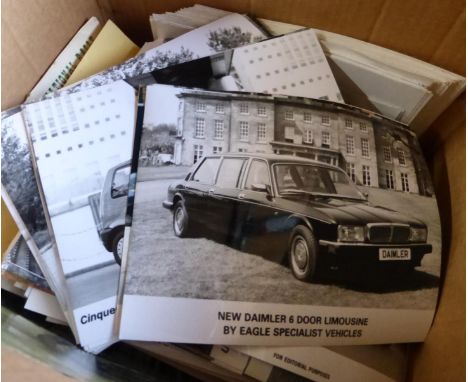 A BOX OF PROMOTIONAL VEHICLE PHOTOGRAPHS,  most being post-WWII, both colour and monochrome. Generally sound condition, a lar