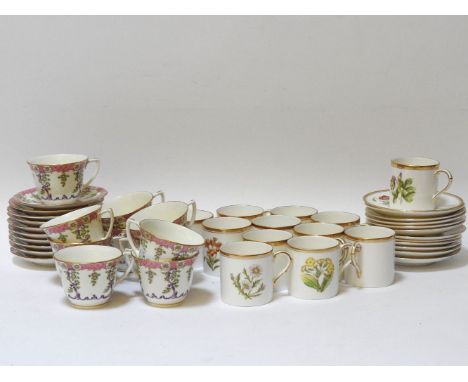 A Royal Worcester cradley pattern (reproduction) part coffee service, consisting ten cups and saucers, together with twelve f