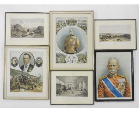 Six various prints: Lord Buller, Lord Kitchener, Jameson/Kruger/Chamberlain, after William Simpson - Crimea subjects, largest