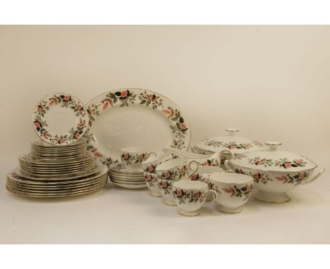 A Wedgwood 'Hathaway Rose' pattern dinner and tea service, with flower head and leaf decoration