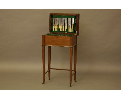 A Walker & Hall ten place canteen, in a fitted mahogany cabinet, 53cm wide