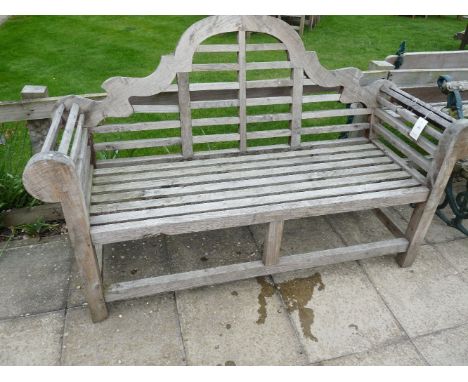 A 'Lutyens' design hardwood garden bench, 166cm wide